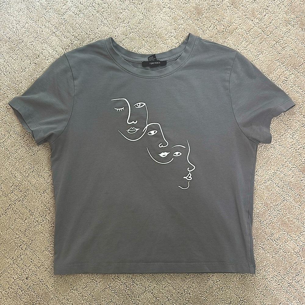 Forever 21 baby tee, size large, grey